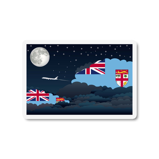 Fiji Airplane Night Clouds Sticker & Magnet