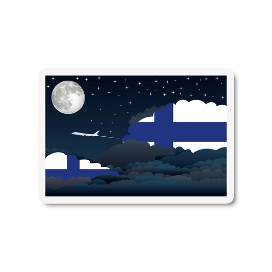 Finland Airplane Night Clouds Sticker & Magnet