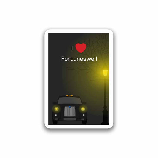 Fortuneswell United Kingdom Taxi Black Sticker & Magnet