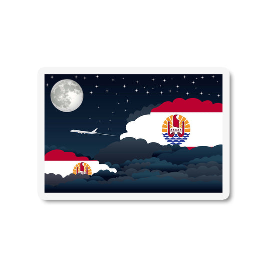 French Polynesia Airplane Night Clouds Sticker & Magnet