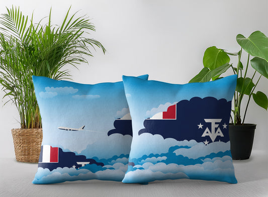 French Southern Case and Antarctic Lands World Airplane Day Clouds Square & Rectangle Pillow Cases | Aviation Decorative Pillow Covers