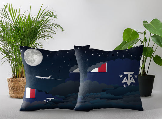 French Southern Case and Antarctic Lands World Airplane Night Clouds Square & Rectangle Pillow Cases | Aviation Night Sky Pillow Covers
