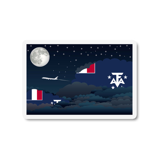French Southern and Antarctic Lands Airplane Night Clouds Sticker & Magnet