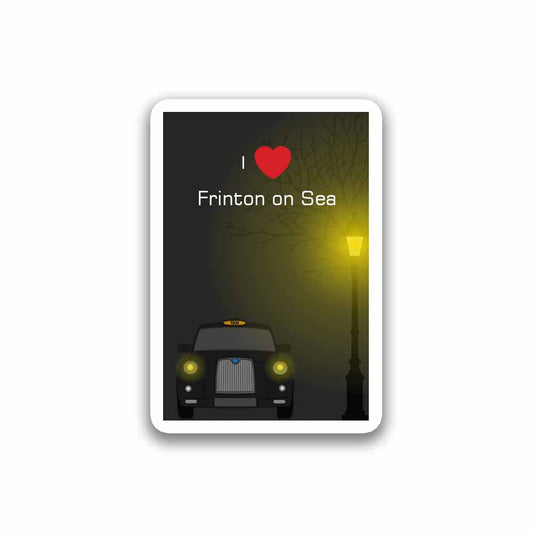 Frinton on Sea United Kingdom Taxi Black Sticker & Magnet