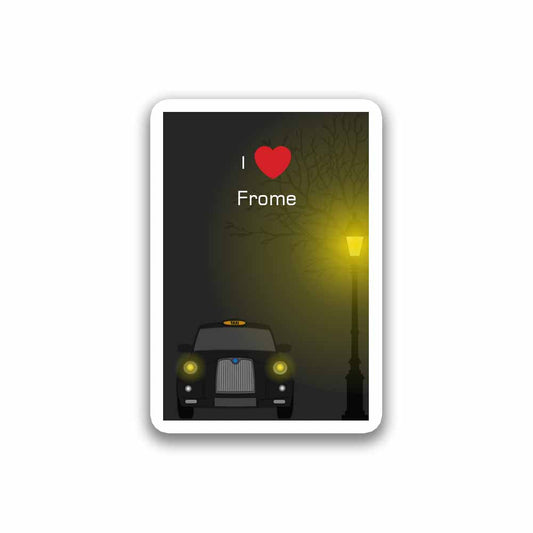 Frome United Kingdom Taxi Black Sticker & Magnet