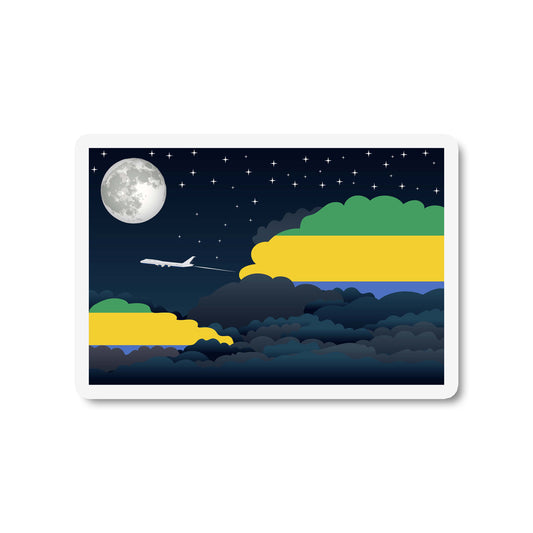 Gabon Airplane Night Clouds Sticker & Magnet