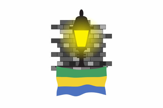 Gabon Town Street Lamp Bricks Sticker & Magnet