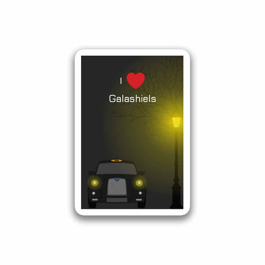 Galashiels United Kingdom Taxi Black Sticker & Magnet