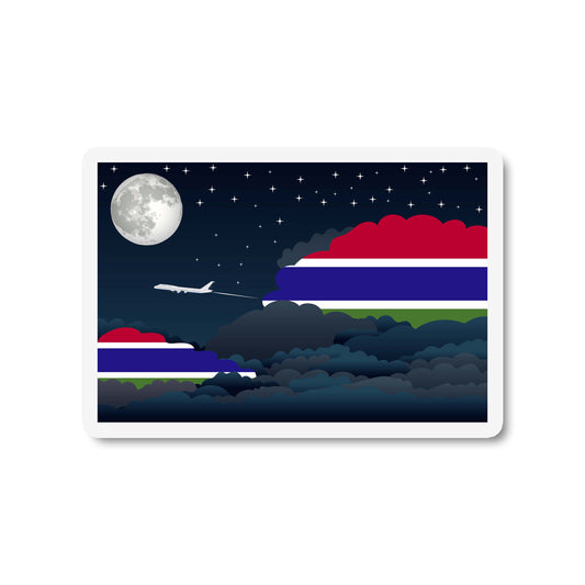 Gambia Airplane Night Clouds Sticker & Magnet
