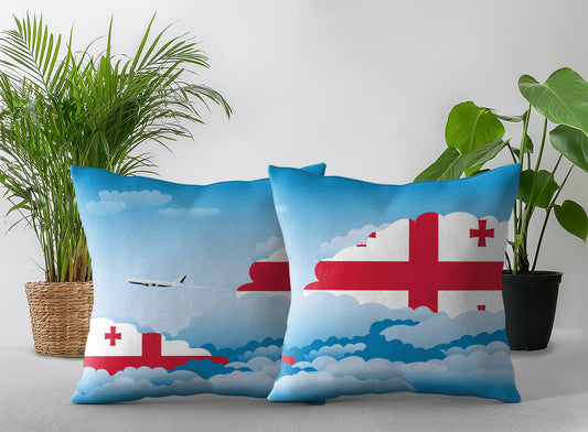 Georgia World Airplane Day Clouds Square & Rectangle Pillow Cases | Aviation Decorative Pillow Covers