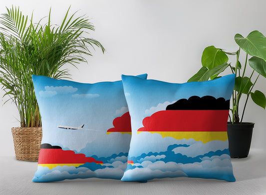 Germany World Airplane Day Clouds Square & Rectangle Pillow Cases | Aviation Decorative Pillow Covers