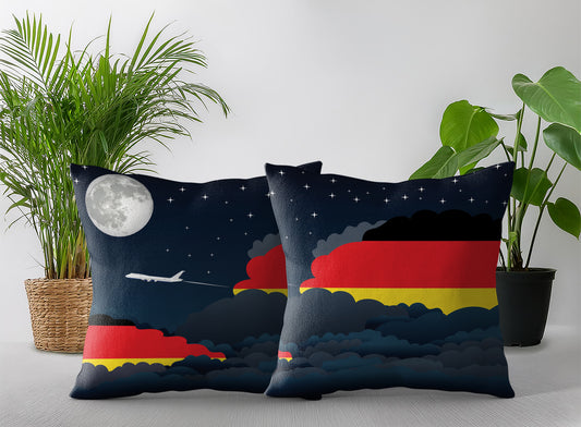 Germany World Airplane Night Clouds Square & Rectangle Pillow Cases | Aviation Night Sky Pillow Covers