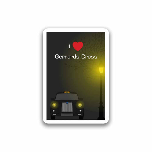 Gerrards Cross United Kingdom Taxi Black Sticker & Magnet
