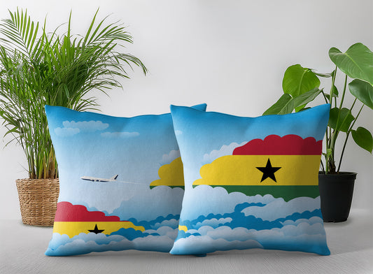 Ghana World Airplane Day Clouds Square & Rectangle Pillow Cases | Aviation Decorative Pillow Covers