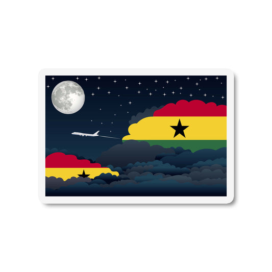 Ghana Airplane Night Clouds Sticker & Magnet