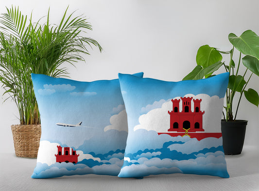 Gibraltar World Airplane Day Clouds Square & Rectangle Pillow Cases | Aviation Decorative Pillow Covers