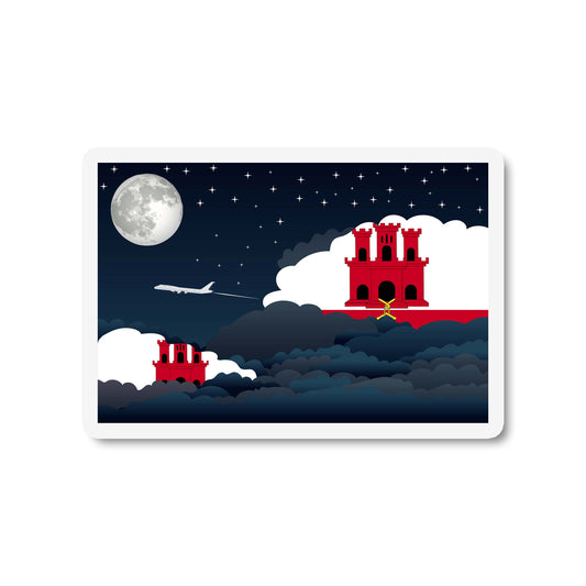 Gibraltar Airplane Night Clouds Sticker & Magnet