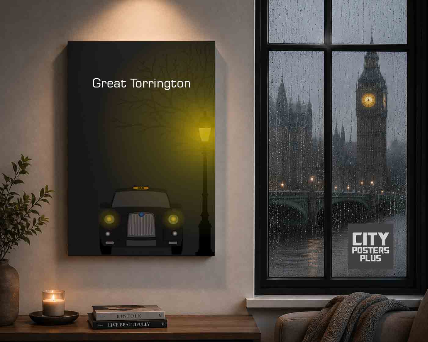 Great Torrington Taxi Black Canvas Wrapped | 360 Images Plus