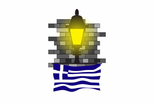 Greece Town Street Lamp Bricks Sticker & Magnet