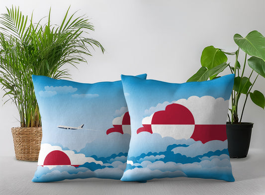 Greenland World Airplane Day Clouds Square & Rectangle Pillow Cases | Aviation Decorative Pillow Covers