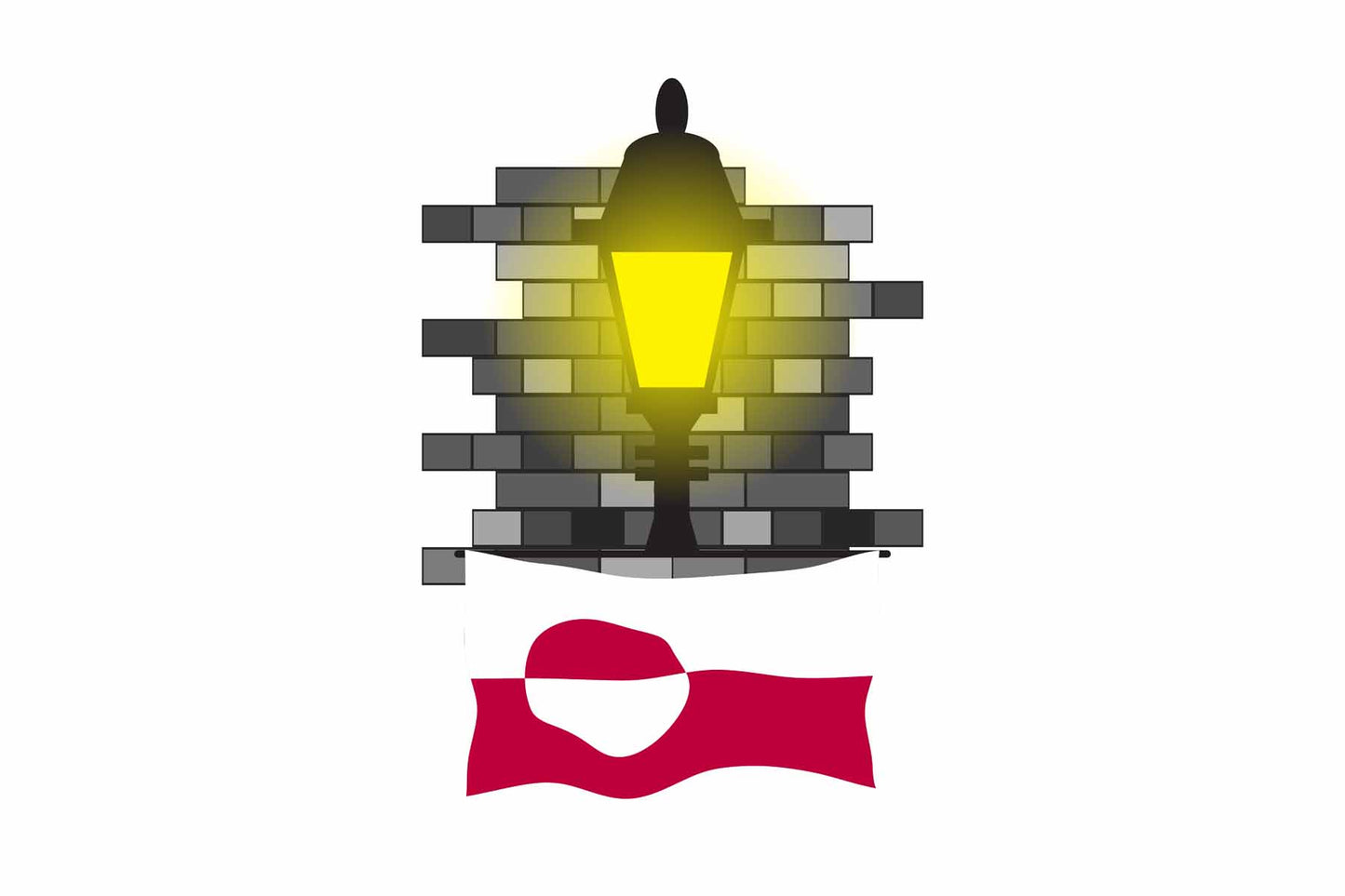 Greenland Town Street Lamp Bricks Sticker & Magnet
