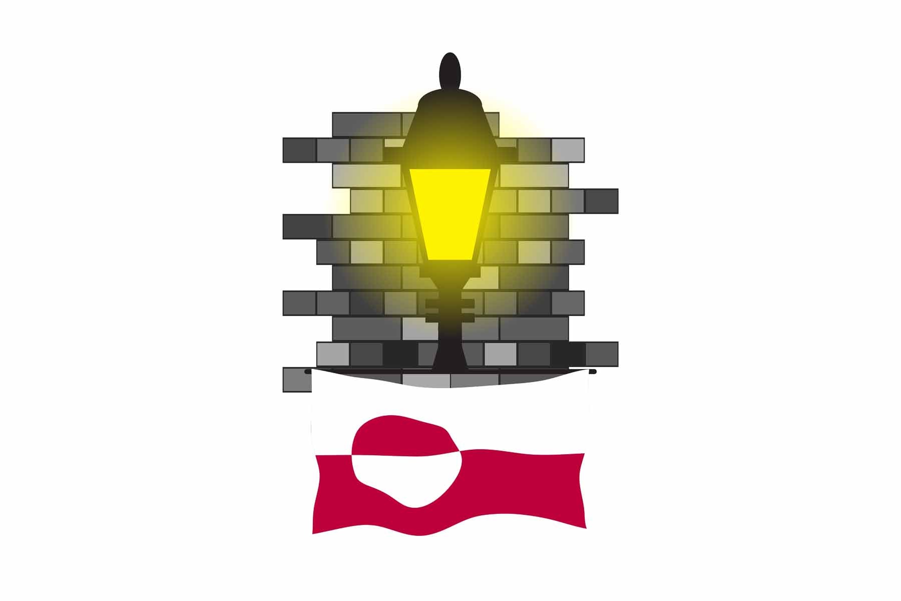 Greenland Town Street Lamp Bricks Sticker & Magnet