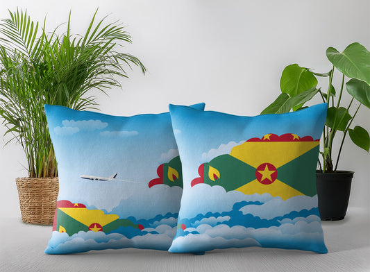 Grenada World Airplane Day Clouds Square & Rectangle Pillow Cases | Aviation Decorative Pillow Covers