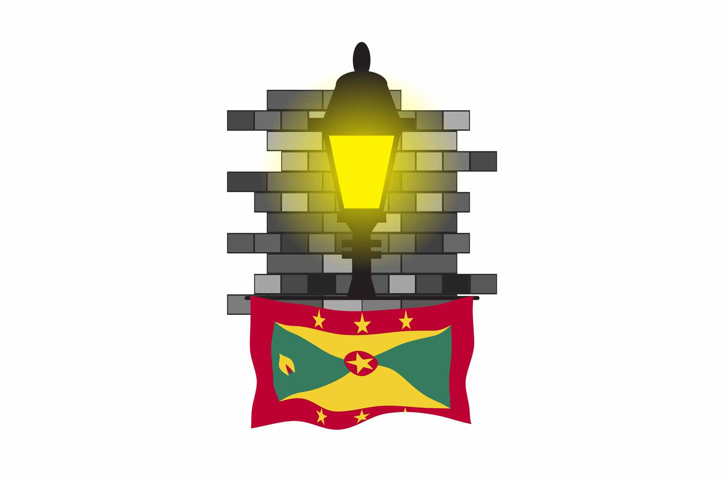 Grenada Town Street Lamp Bricks Sticker & Magnet