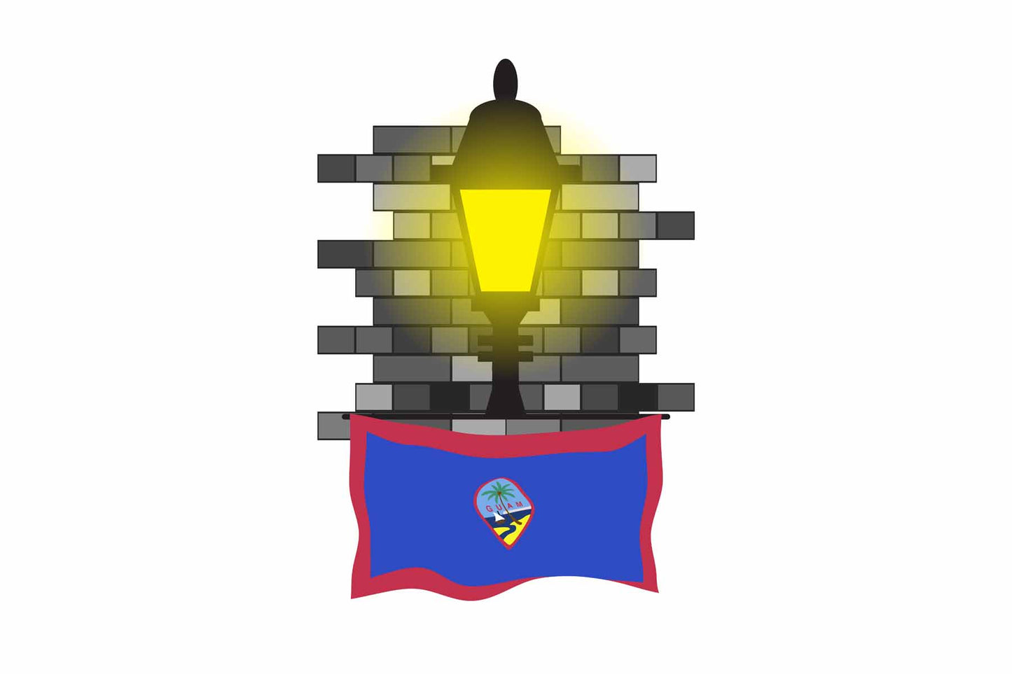 Guam Town Street Lamp Bricks Sticker & Magnet