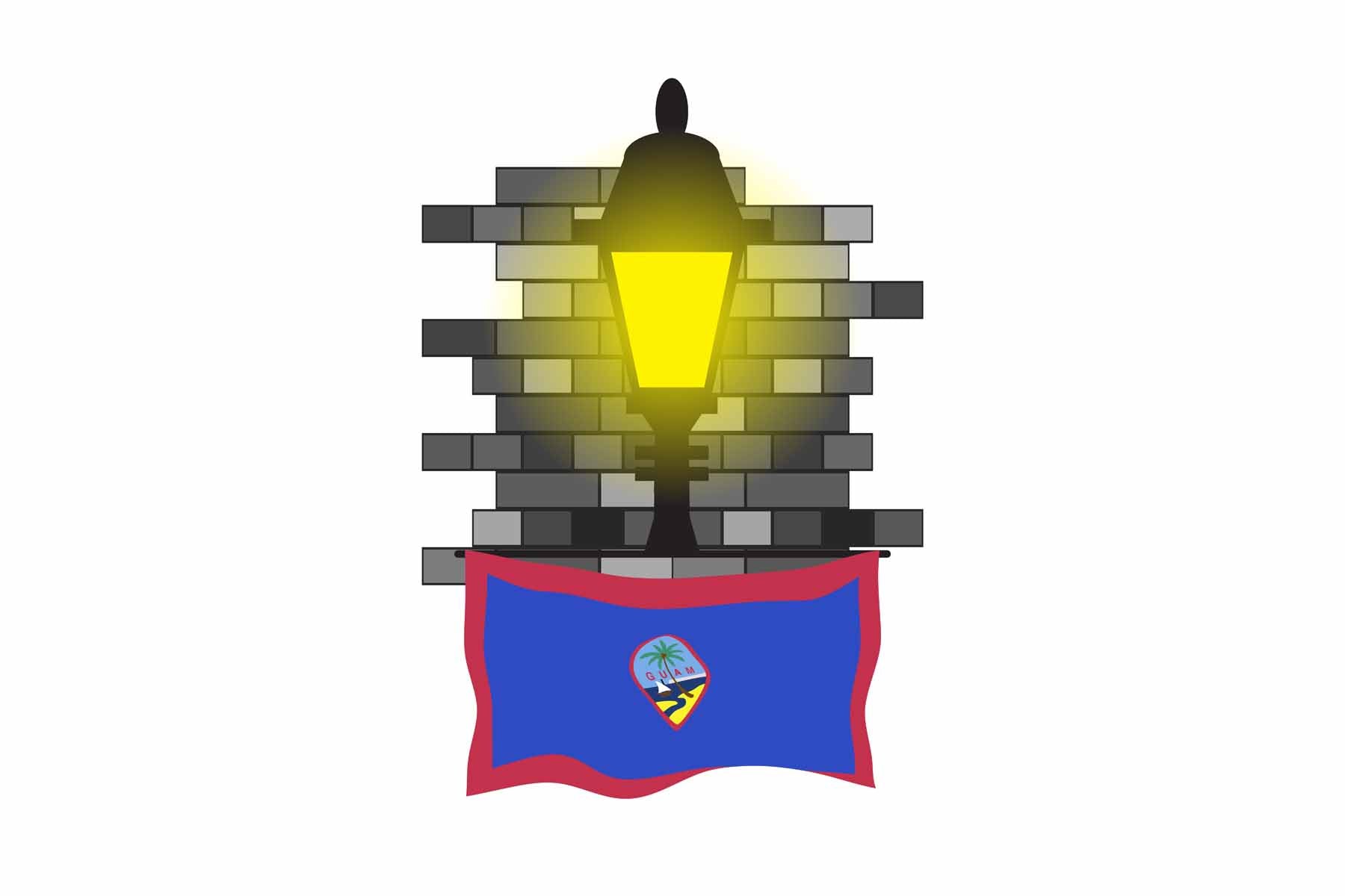 Guam Town Street Lamp Bricks Sticker & Magnet