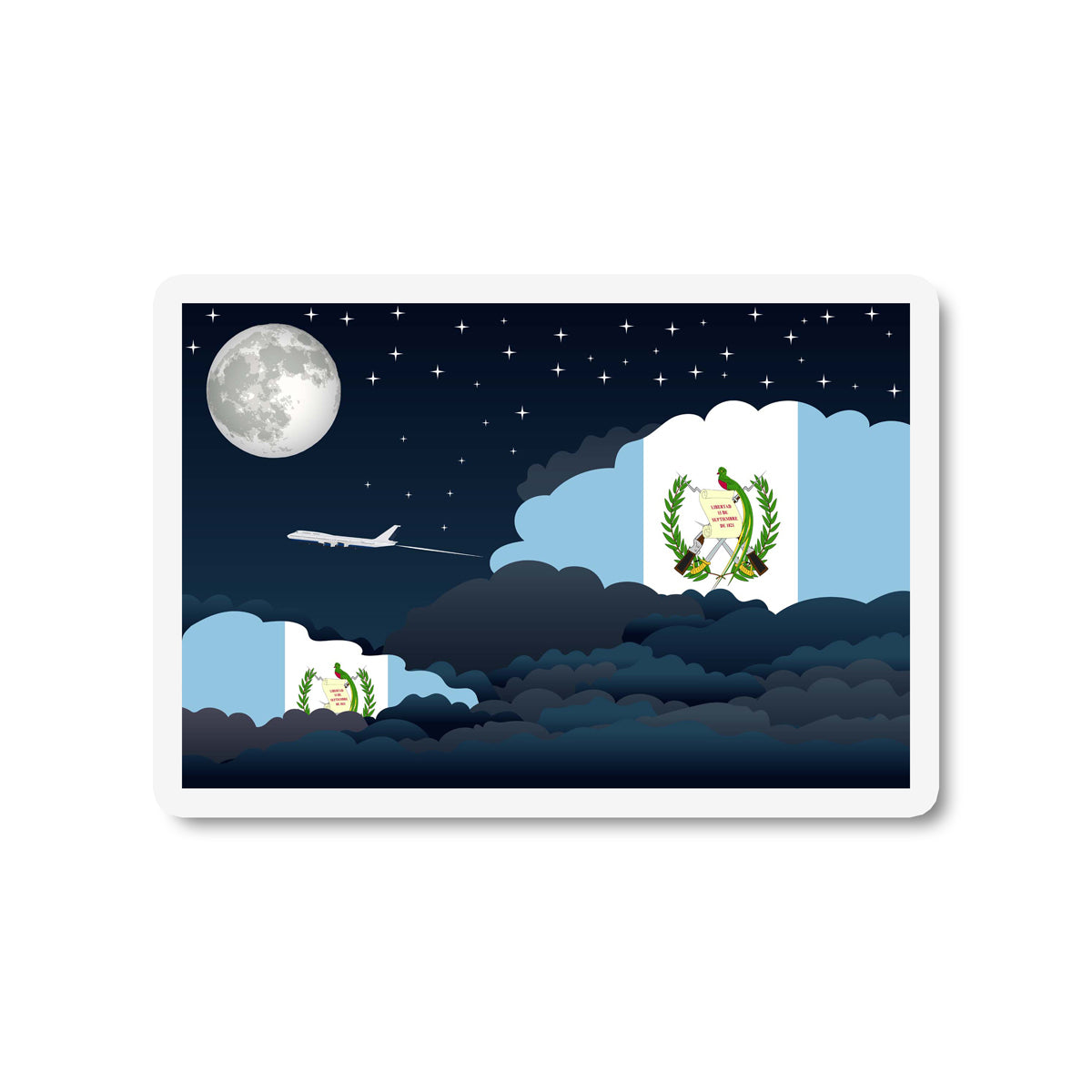 Guatemala Airplane Night Clouds Sticker & Magnet