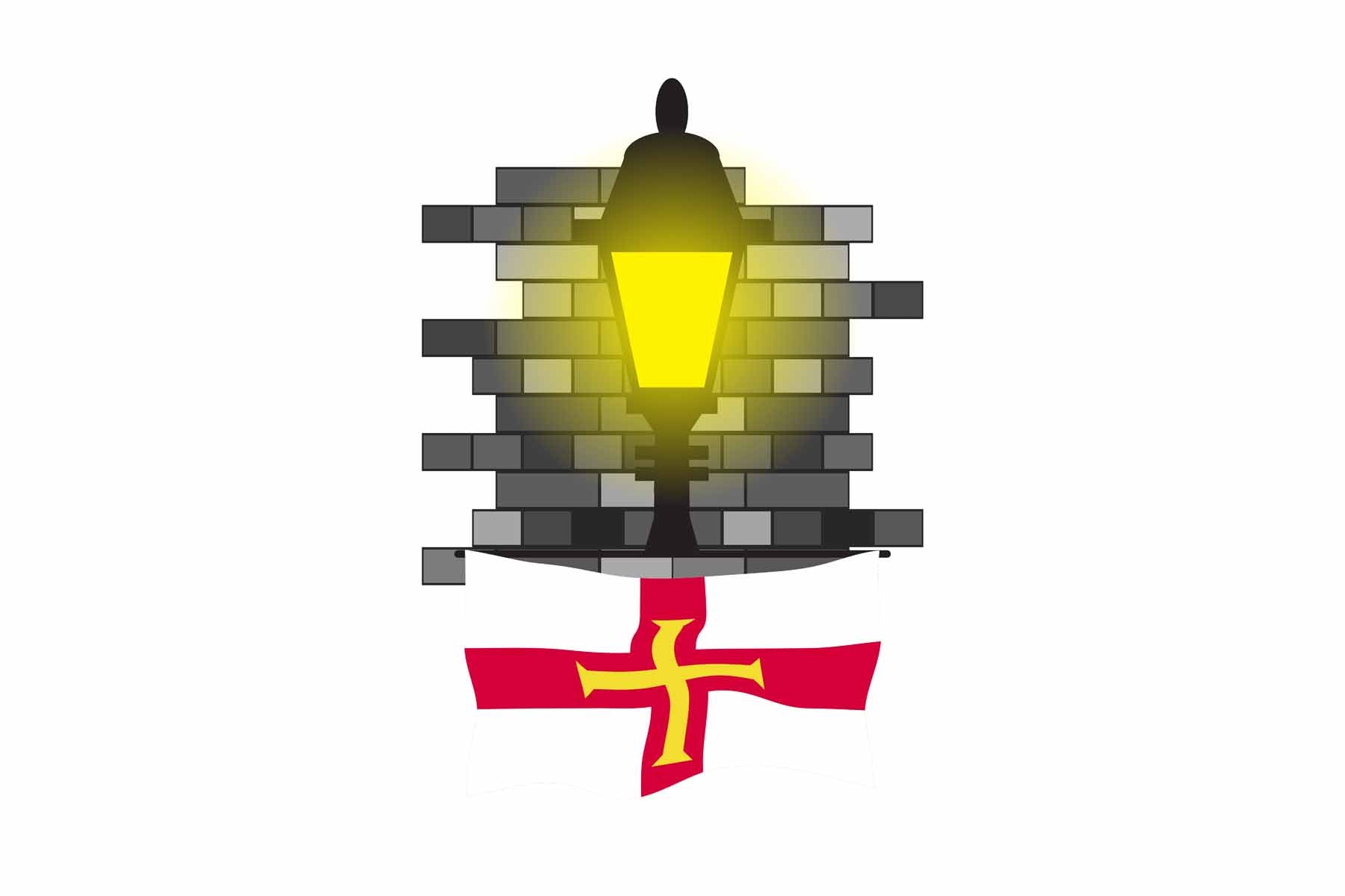 Guernsey Town Street Lamp Bricks Sticker & Magnet