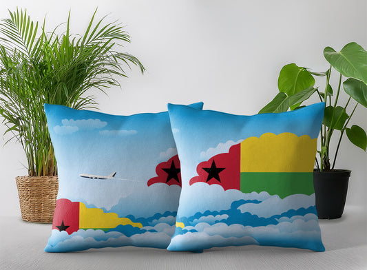 Guinea Bissau World Airplane Day Clouds Square & Rectangle Pillow Cases | Aviation Decorative Pillow Covers