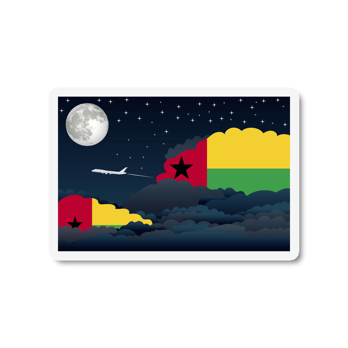 Guinea Airplane Night Clouds Sticker & Magnet