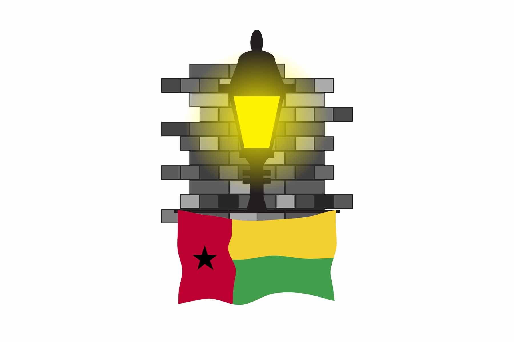 Guinea Bissau Town Street Lamp Bricks Sticker & Magnet