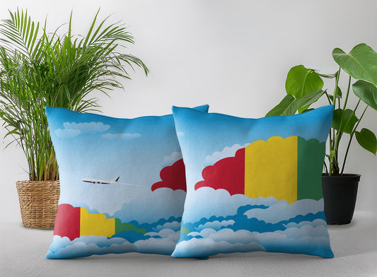 Guinea World Airplane Day Clouds Square & Rectangle Pillow Cases | Aviation Decorative Pillow Covers