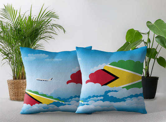 Guyana World Airplane Day Clouds Square & Rectangle Pillow Cases | Aviation Decorative Pillow Covers