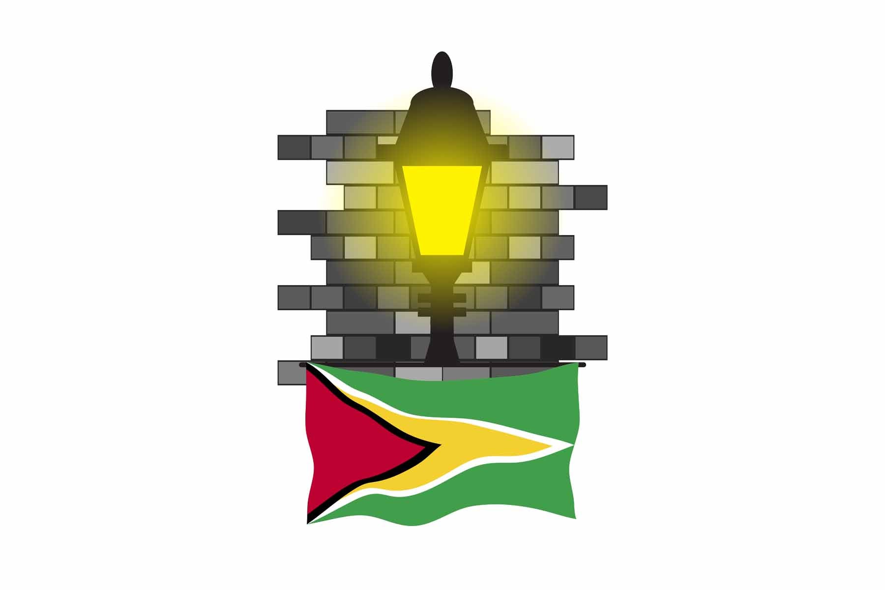 Guyana Town Street Lamp Bricks Sticker & Magnet