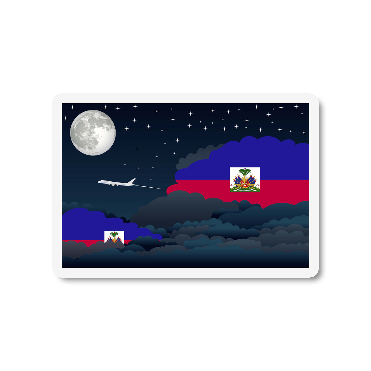 Haiti Airplane Night Clouds Sticker & Magnet