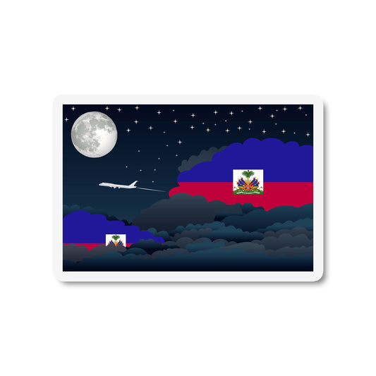 Haiti Airplane Night Clouds Sticker & Magnet