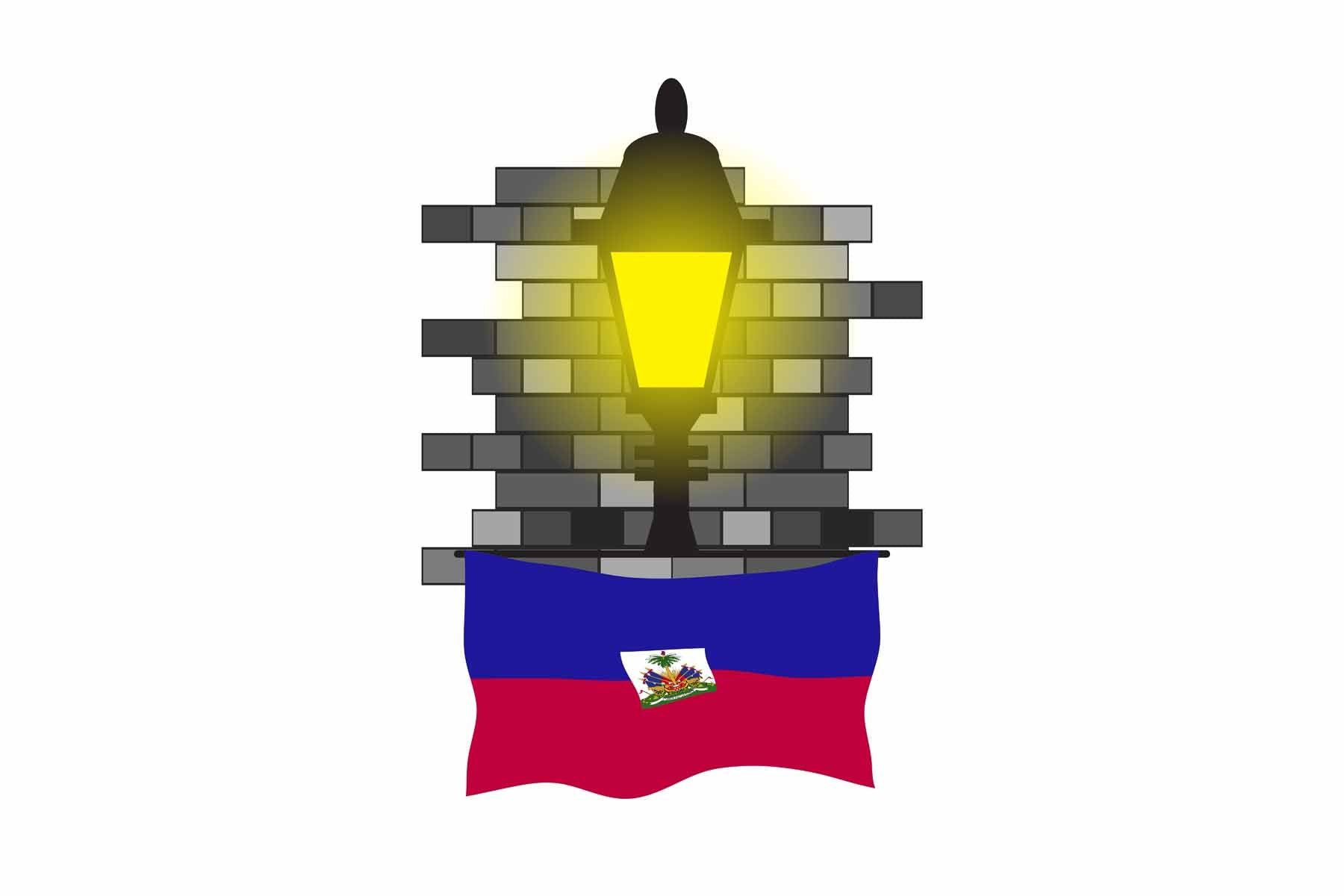 Haiti Town Street Lamp Bricks Sticker & Magnet
