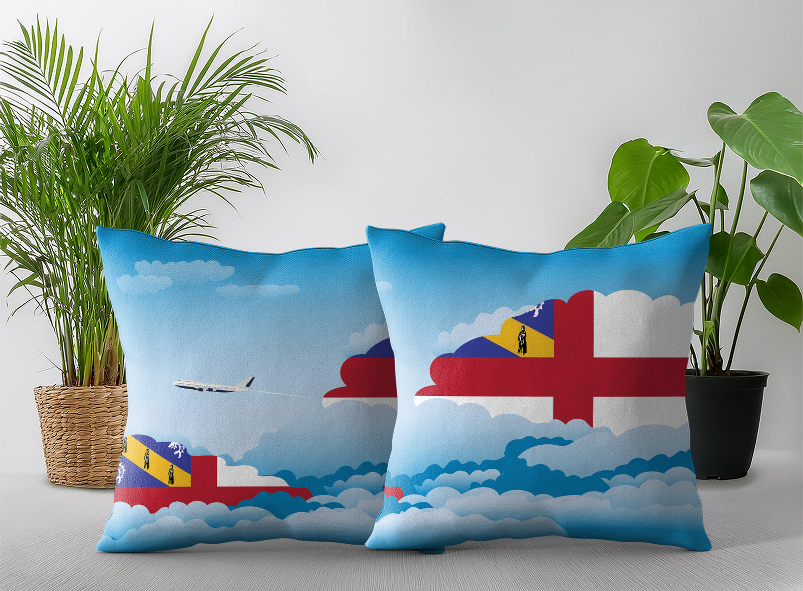 Herm World Airplane Day Clouds Square & Rectangle Pillow Cases | Aviation Decorative Pillow Covers
