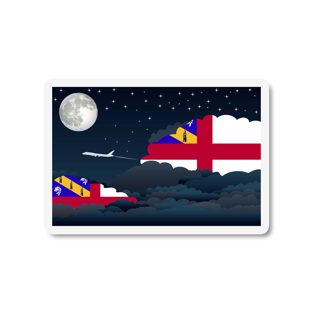 Herm Airplane Night Clouds Sticker & Magnet