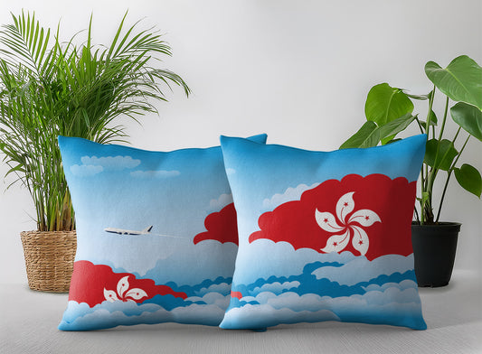 Hong Kong World Airplane Day Clouds Square & Rectangle Pillow Cases | Aviation Decorative Pillow Covers