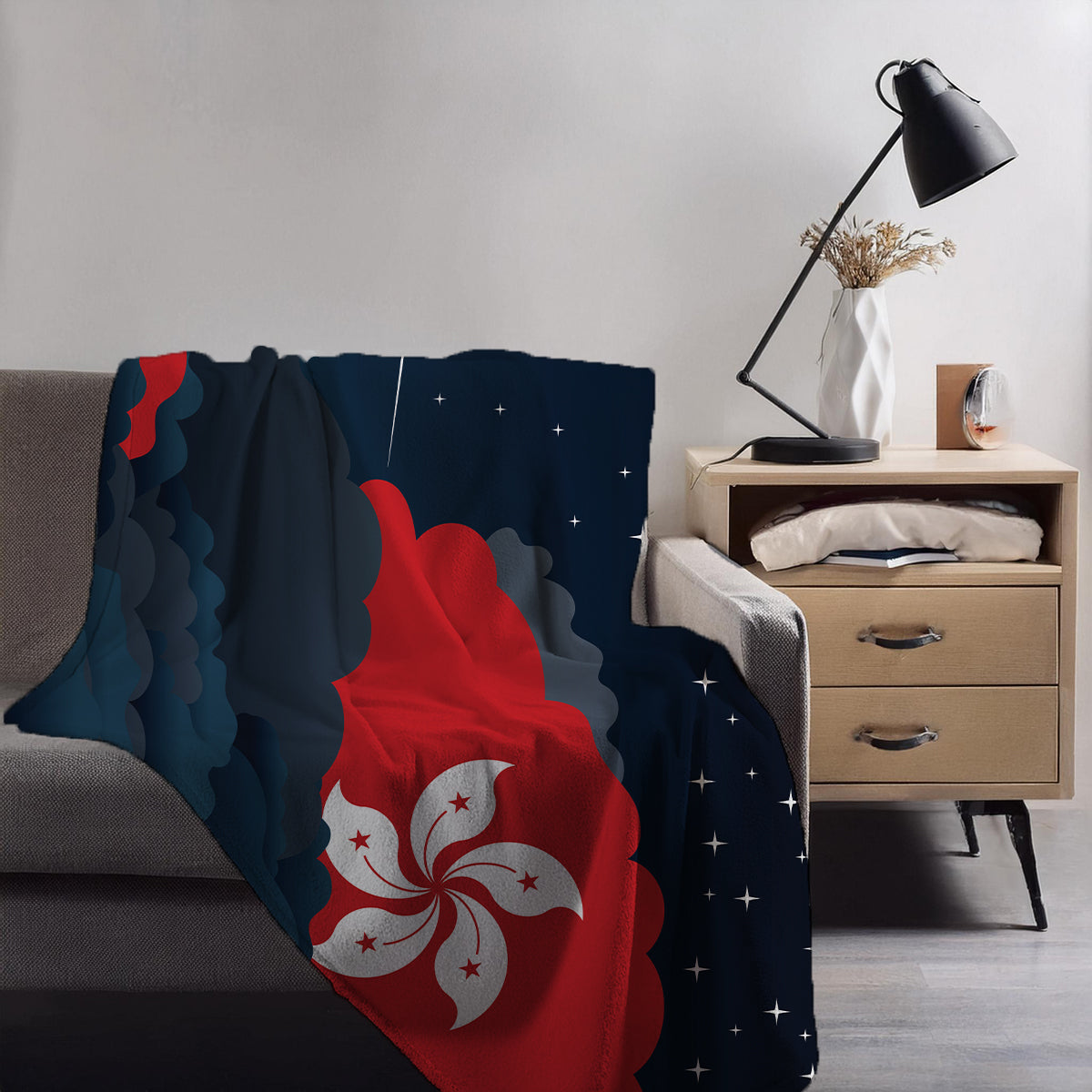 Hong Kong Night Clouds Blankets & Throws | Premium Soft Blankets | City Posters Plus
