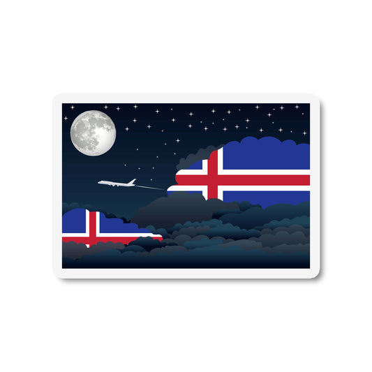 Iceland Airplane Night Clouds Sticker & Magnet