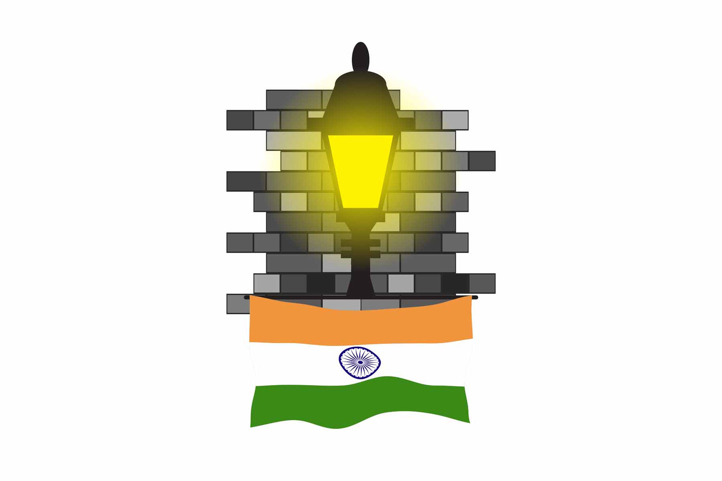 India Town Street Lamp Bricks Sticker & Magnet