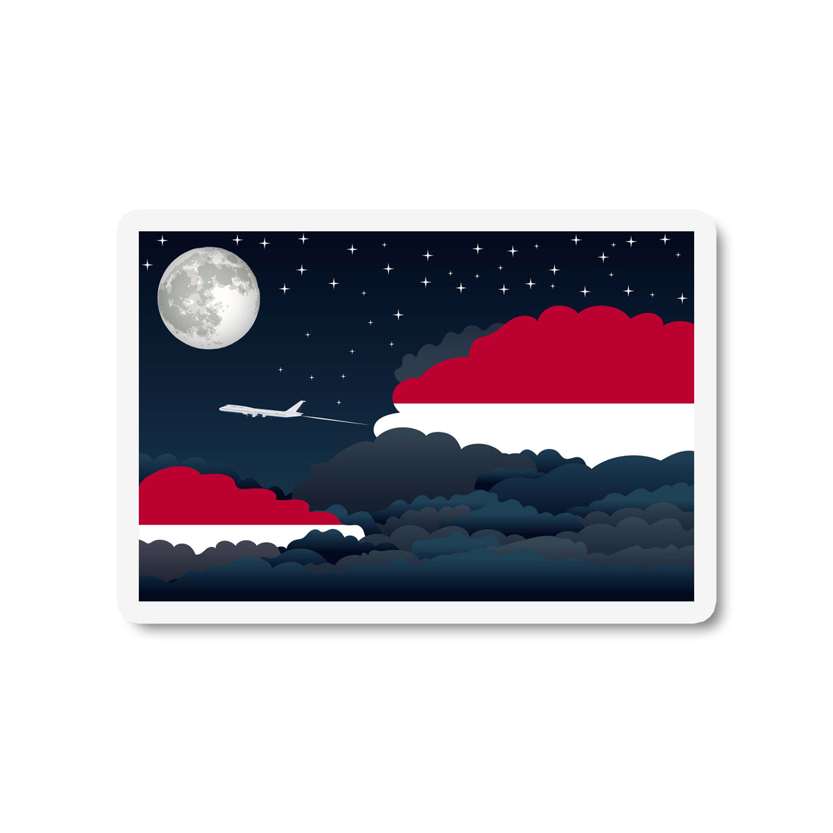 Indonesia Airplane Night Clouds Sticker & Magnet