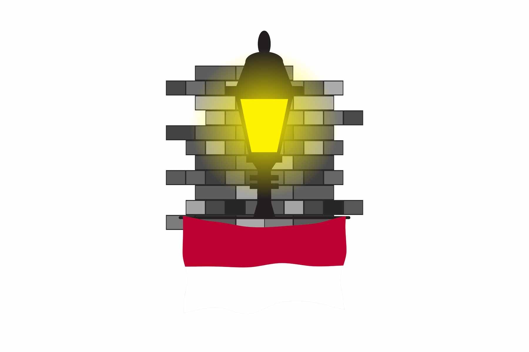 Indonesia Town Street Lamp Bricks Sticker & Magnet