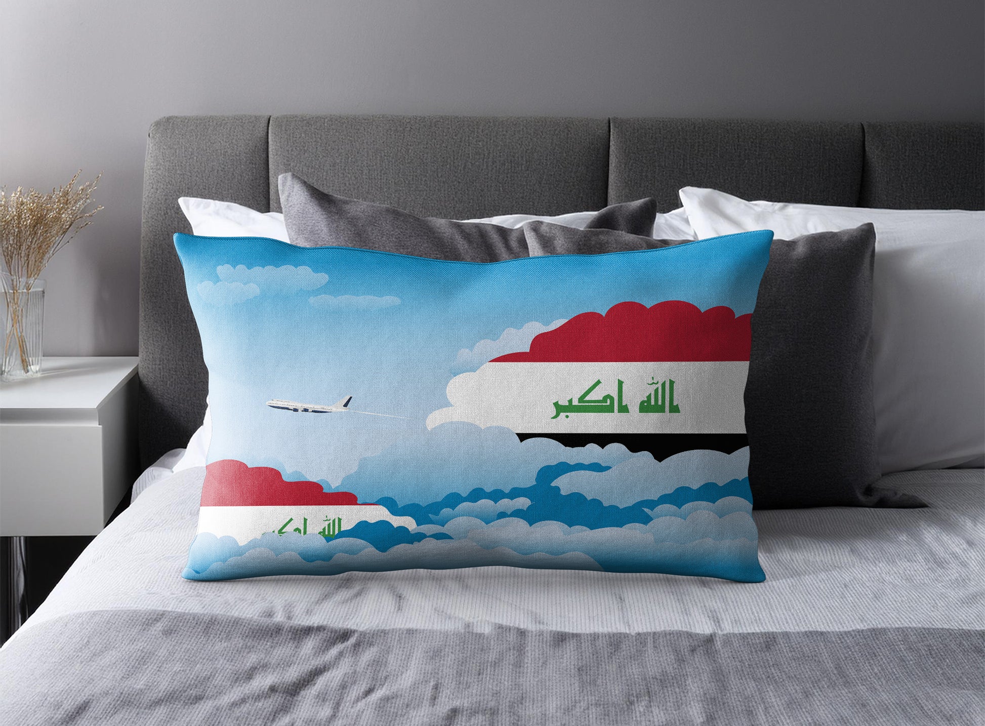 Iraq World Airplane Day Clouds Square & Rectangle Pillow Cases | Aviation Decorative Pillow Covers